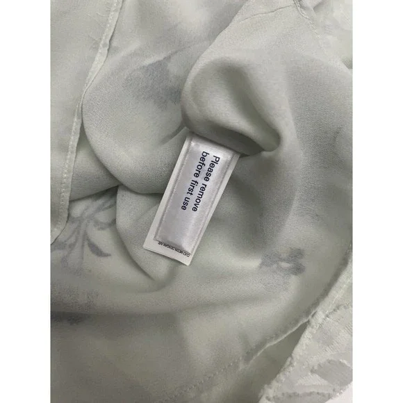 Lucky Brand Womens S Pale Green w/Blue Floral Off‎ Shoulder Layered Lined Blouse - Picture 7 of 7